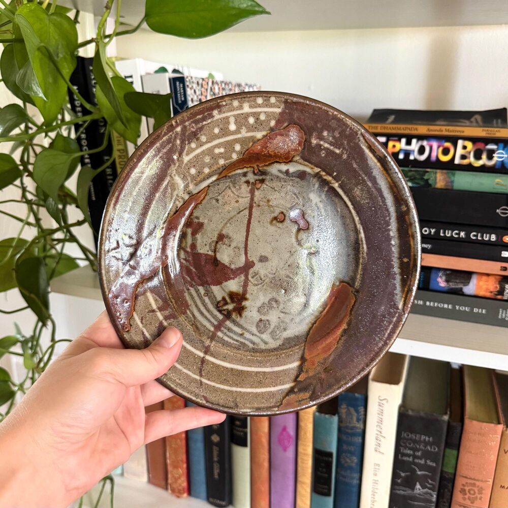 Vintage John Glick Plum Tree Pottery Ceramic Plate / Signed Collectible MCM Art